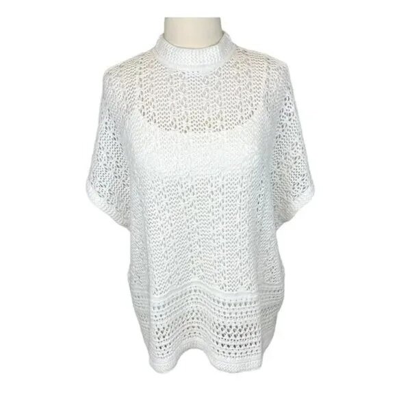TOPSHOP | Open Knit Mock Neck Pointelle Oversize Boxy Sweater (SZ - XS) - Picture 1 of 6